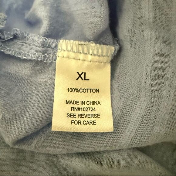 Hester & Orchard Shirt Top Womens XL Blue Sleeveless Eyelet Lightweight Cottage - Picture 9 of 12